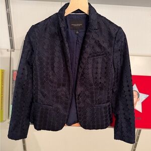 Banana Republic Navy Blue Eyelet Blazer, Size 4.